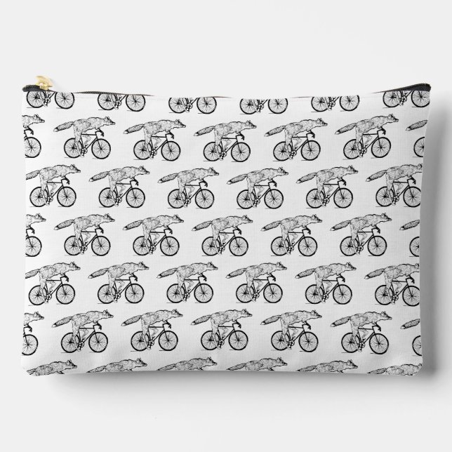 Whimsical Fox on Bicycle Art Print Accessory Pouch (Front)