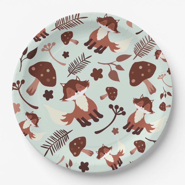 Whimsical Fox Paper Plate (Front)