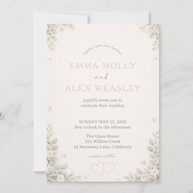 Whimsical Fox & Pastel Floral Wedding Invitation (Back)