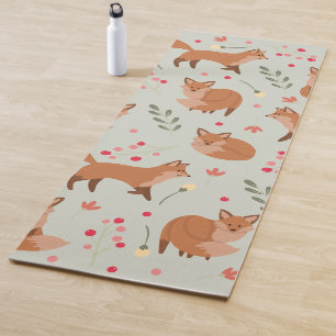 Whimsical Fox Pattern Yoga Mat