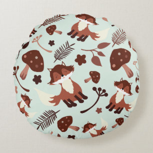 Whimsical Fox Round Cushion