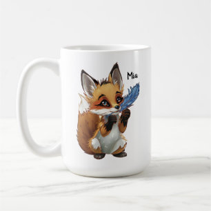 Whimsical Fox with a Feather Coffee Mug