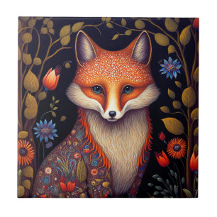 Whimsical Fox Woodland Fantasy Art Ceramic Tile