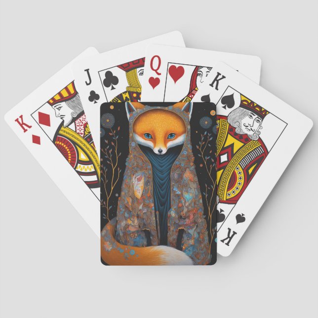 Whimsical Fox Woodland Fantasy Art Playing Cards (Back)