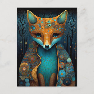 Whimsical Fox Woodland Fantasy Art Postcard