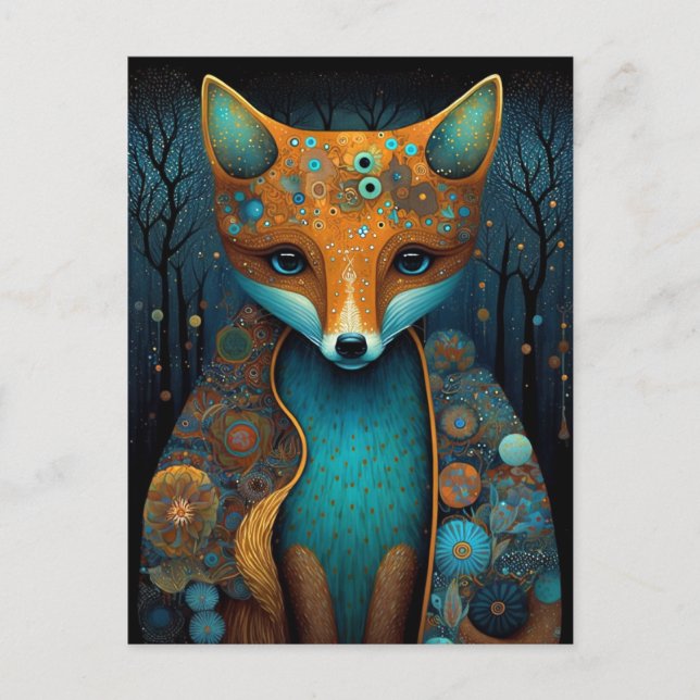 Whimsical Fox Woodland Fantasy Art Postcard (Front)