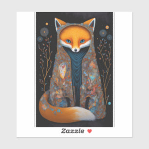 Whimsical Fox Woodland Fantasy Art Sticker