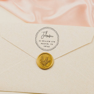 Whimsical Frame Script Name Return Address Rubber Stamp