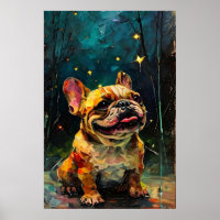 Whimsical French Bulldog Puppy Watching the Stars