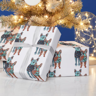 Whimsical French Bulldogs Folk Art Doodle Gift Wra Wrapping Paper