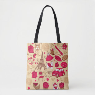 Whimsical French Design Tote Bag