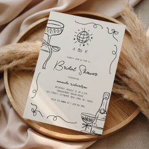 Whimsical French Fun Hand Drawn Bridal Shower Invitation
