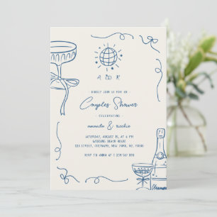 Whimsical French Fun Hand Drawn Couples Shower Invitation