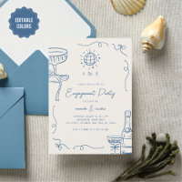 Whimsical French Fun Hand Drawn Engagement Party