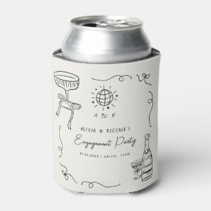 Whimsical French Hand Drawn Engagement Party Favou Can Cooler