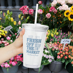 Whimsical Fresh Off The Market Blue Bridal Shower Acrylic Tumbler