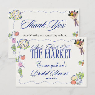 Whimsical Fresh Off the Market Bridal Shower Thank You Card