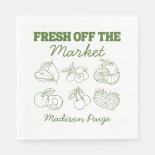 Whimsical Fresh Off The Market Green Bridal Shower Napkin