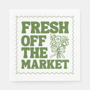 Whimsical Fresh Off The Market Green Bridal Shower Napkin