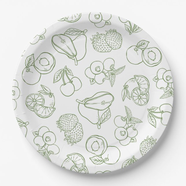 Whimsical Fresh Off The Market Green Bridal Shower Paper Plate (Front)
