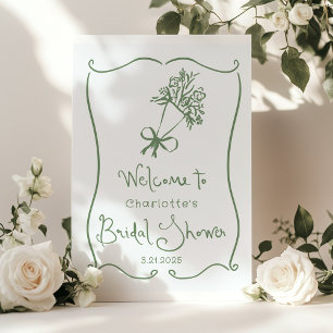 Whimsical Fresh Off the Market Sage green Bridal Poster