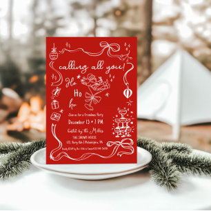 whimsical Friendmas party Santa cocktail Announcement