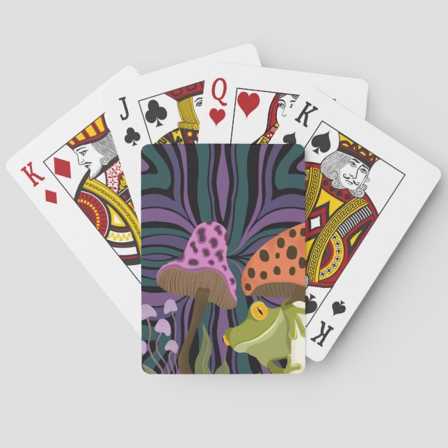 Whimsical Frog And Mushroom  Playing Cards (Back)