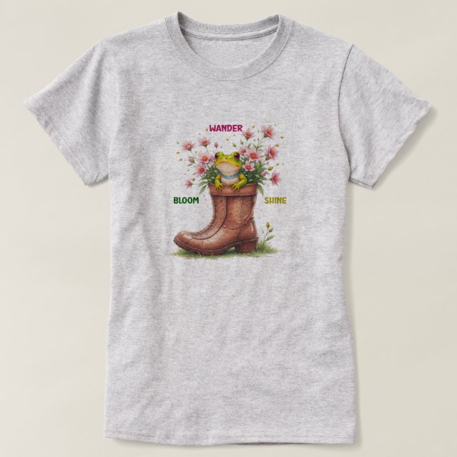 Whimsical Frog Bloom Tee (Design Front)