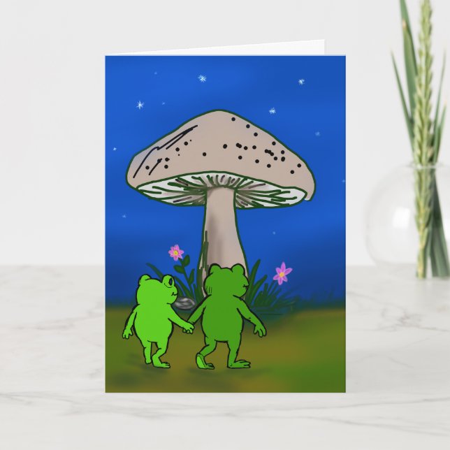 Whimsical Frog Cute Woodland Art Friendship Card (Front)