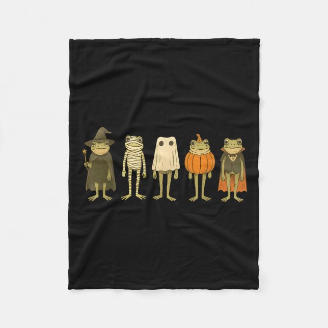 Whimsical Frog Halloween Wizard Mummy Funny Frog M Fleece Blanket (Front)
