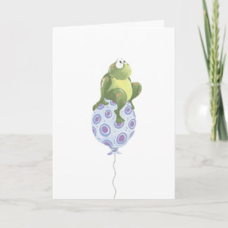 whimsical frog on birthday balloon card
