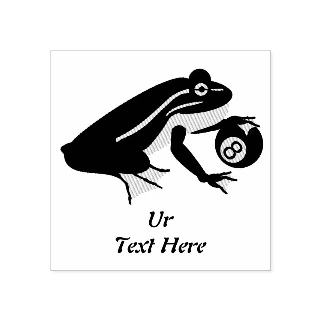 Whimsical Frog Palming an Eight Ball Rubber Stamp (Imprint)