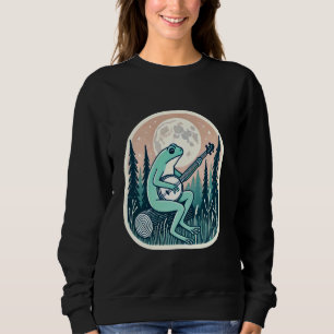 Whimsical Frog Playing Banjo Cottagecore Cute Sweatshirt