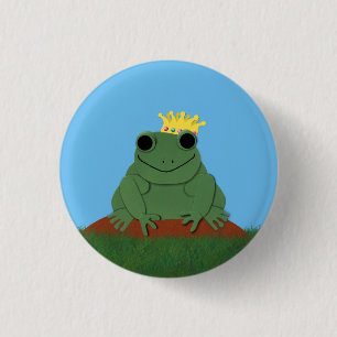 Whimsical Frog Prince with Crown 3 Cm Round Badge