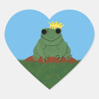 Whimsical Frog Prince with Crown Heart Sticker