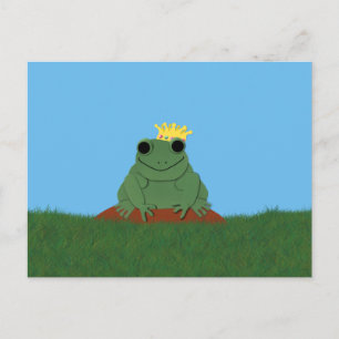 Whimsical Frog Prince with Crown Postcard
