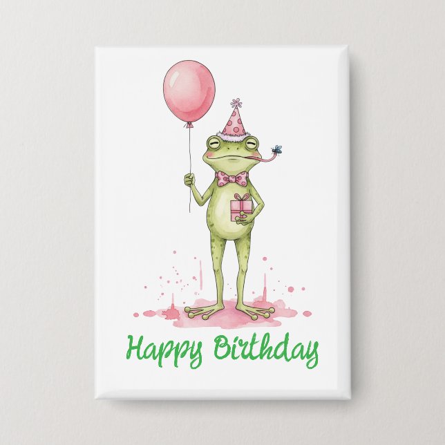 Whimsical Frog with Balloon Birthday Party (Front)