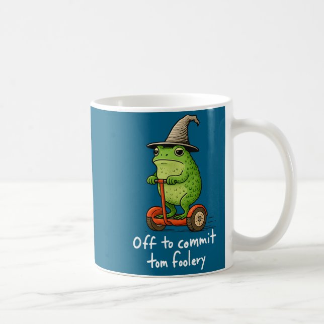 Whimsical Frog Wizard Meme Off To Commit Tom Foole Coffee Mug (Right)