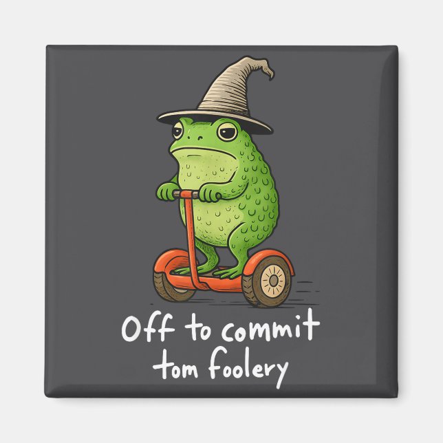 Whimsical Frog Wizard Meme Off To Commit Tom Foole Magnet (Front)