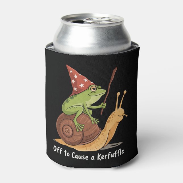 Whimsical Frog Wizard Off to Cause A Kerfuffle  Can Cooler (Can Front)