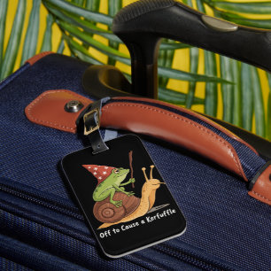 Whimsical Frog Wizard Off to Cause A Kerfuffle  Luggage Tag