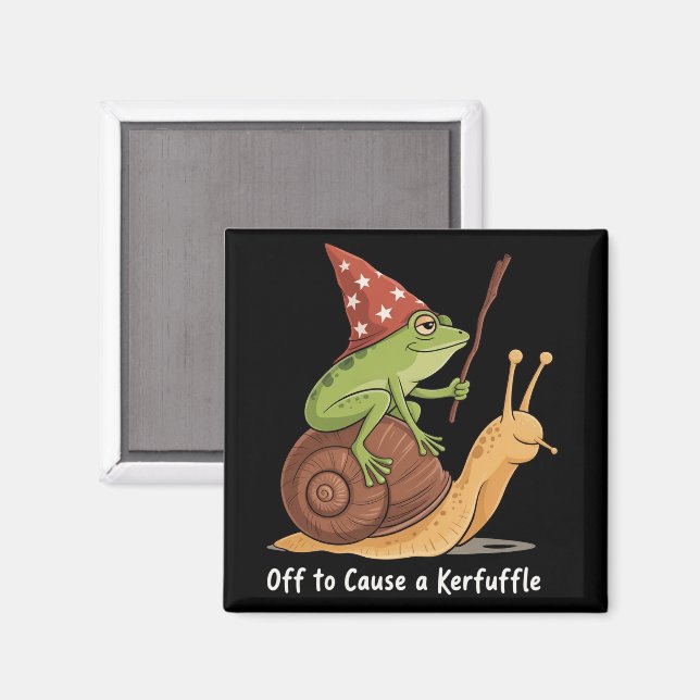 Whimsical Frog Wizard Off to Cause A Kerfuffle  Magnet (Front/Back)