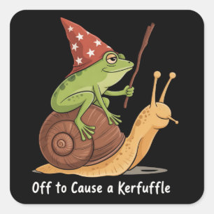 Whimsical Frog Wizard Off to Cause A Kerfuffle  Square Sticker