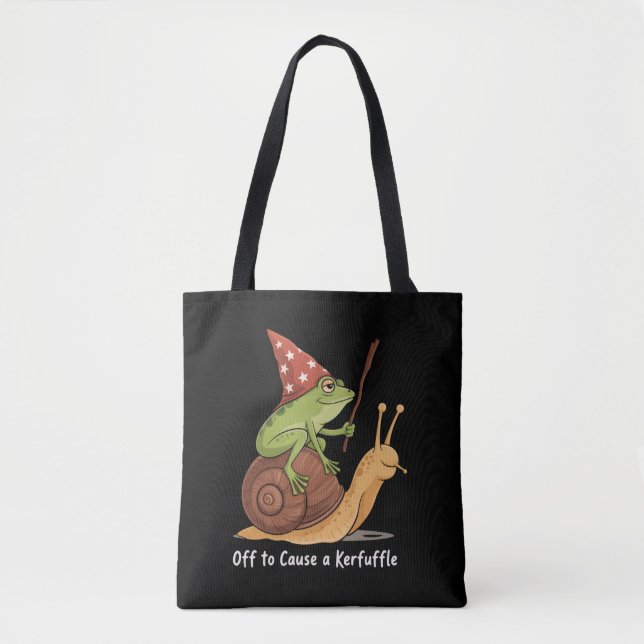 Whimsical Frog Wizard Off to Cause A Kerfuffle  Tote Bag (Front)