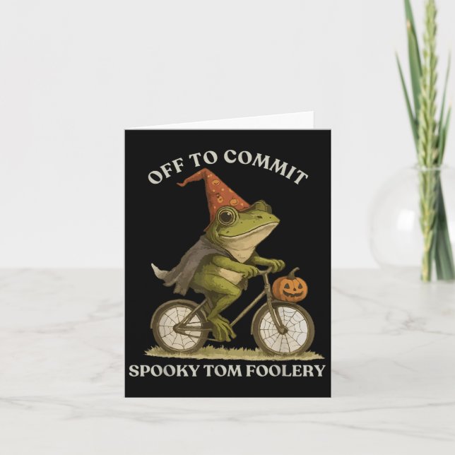 Whimsical Frog Wizard Off To Commit Tom Foolery Fr Card (Front)
