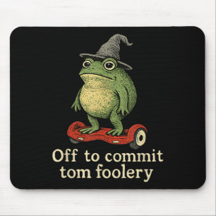 Whimsical Frog Wizard Off To Commit Tom Foolery Fr Mouse Pad
