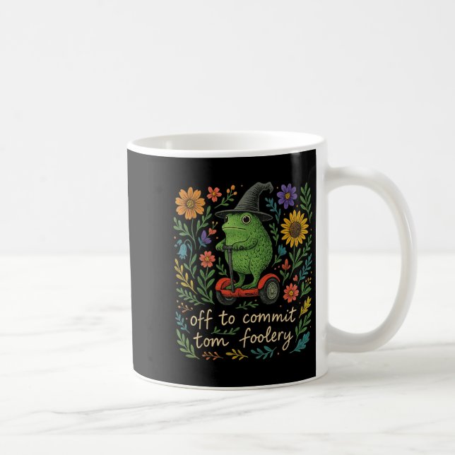 Whimsical Frog Wizard - Off To Commit Tomfoolery F Coffee Mug (Right)