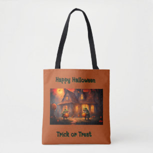 Whimsical frogs decorate for Halloween  Tote Bag