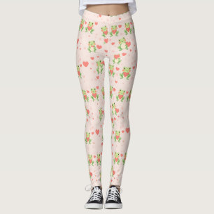 Whimsical Frogs Hearts Valentine's Day Cute Animal Leggings