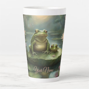Whimsical Frogs on lilypads in a pond Latte Mug